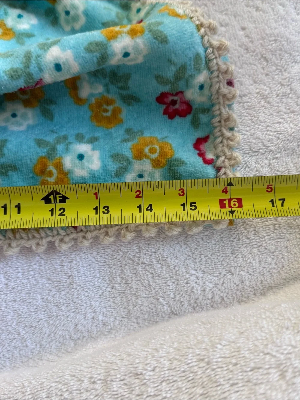 Handmade Pioneer Woman Turquoise Floral Crochet Hanging Kitchen Towel